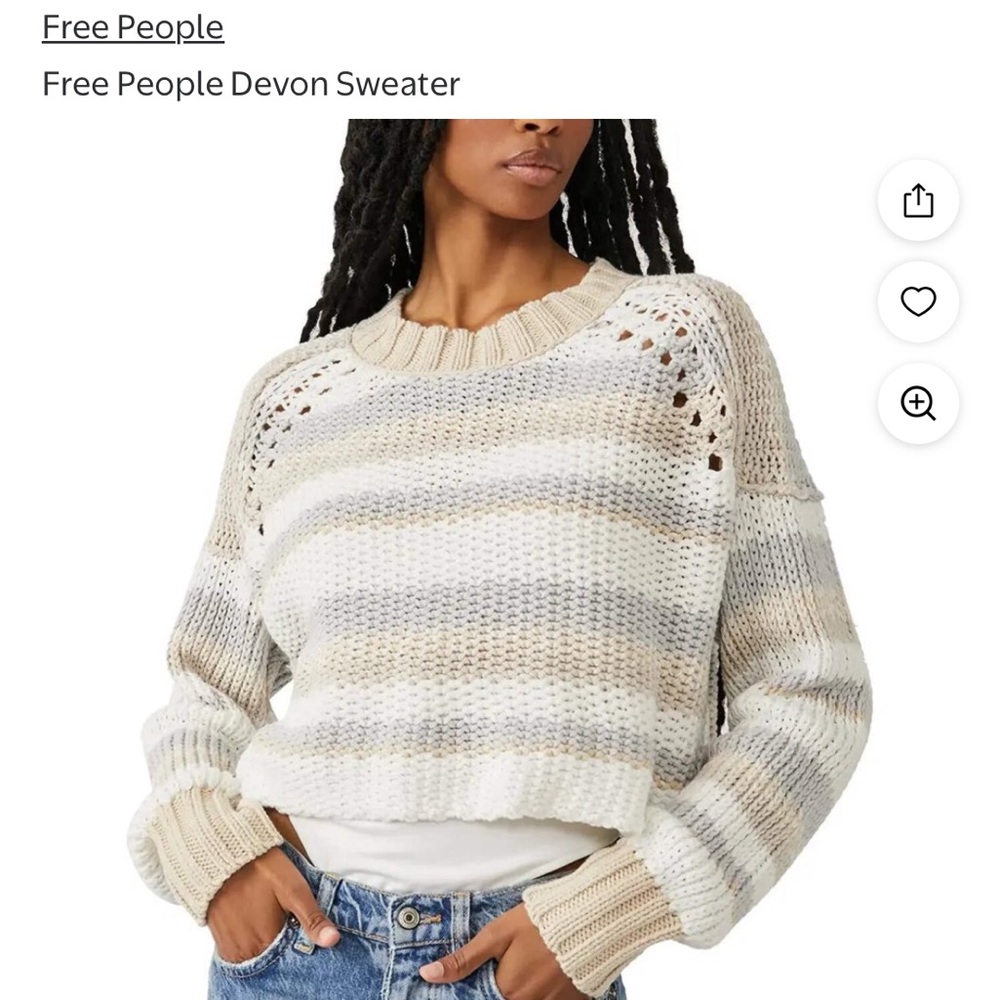 Free People Devon Cropped Chunky Boho Sweater